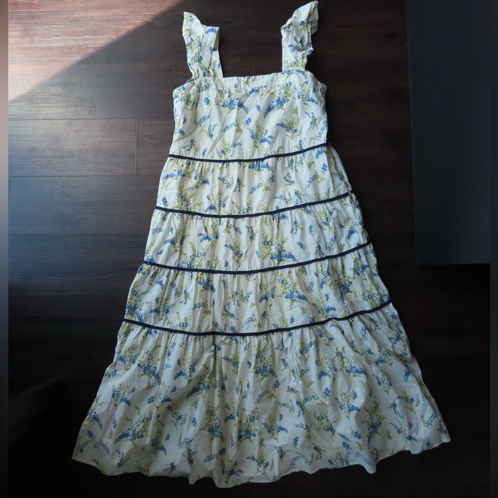 THML Maxi Dress with Blue and Yellow Floral Design